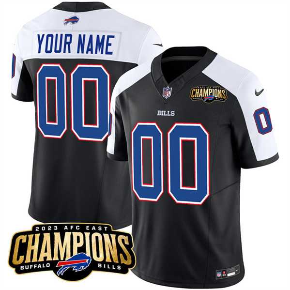 Men & Women & Youth Buffalo Bills Active Player Custom Black White 2023 F.U.S.E. AFC East Champions Ptach Football Stitched Jersey